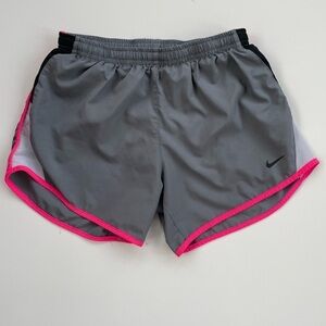 Nike Dri-Fit Girl's Gray Hot Pink Athletic Running Shorts Size Large